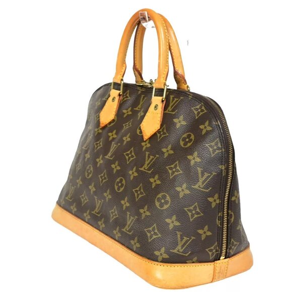 LOUIS VUITTON LV Logo Alma Hand Bag Monogram Leather Brown France - Picture 13 of 16